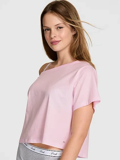 Pink Slouchy Cropped Sleepshirt In