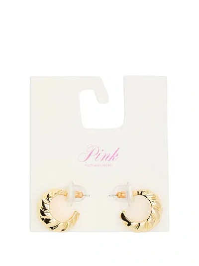Pink Small Gold Braided Hoop Earrings