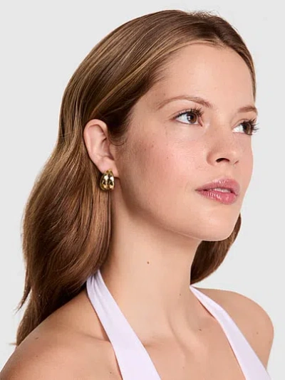 Pink Small Gold Twisted Hoop Earrings