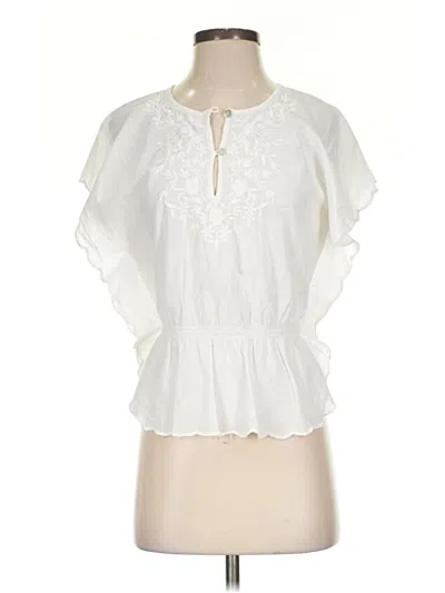 Pre-owned Pink Soda Short Sleeve Blouse In White