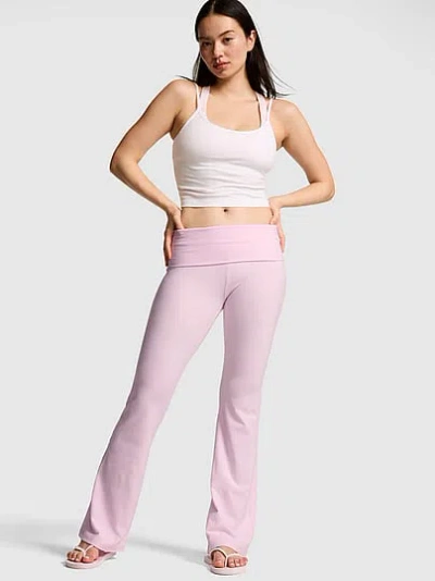 Pink Soft Modal Foldover Kick-flare Leggings In