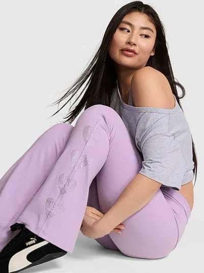 Pink Soft Modal Foldover Kick-flare Leggings In Purple