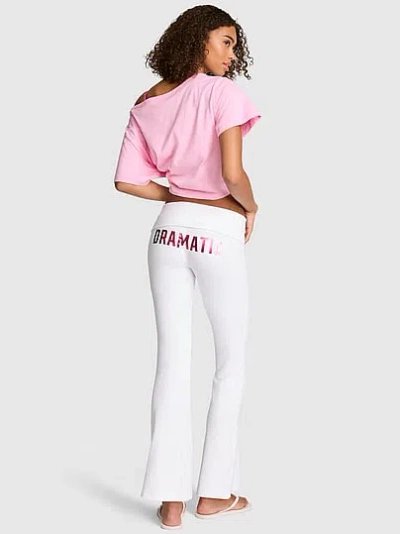Pink Soft Modal Foldover Kick-flare Leggings In Red