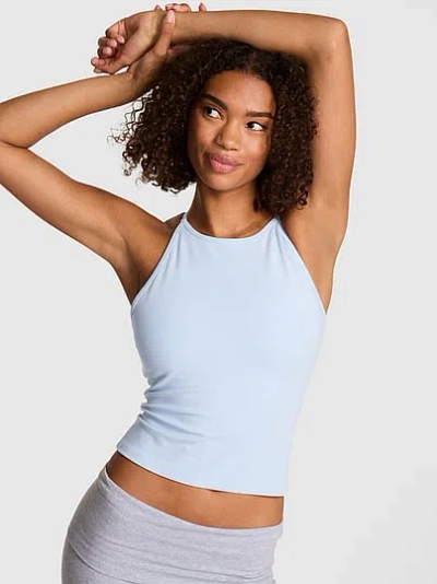 Pink Soft Modal High-neck Bra Tank In Blue