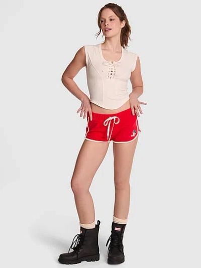 Pink Soft Modal Micro Shorts In Red