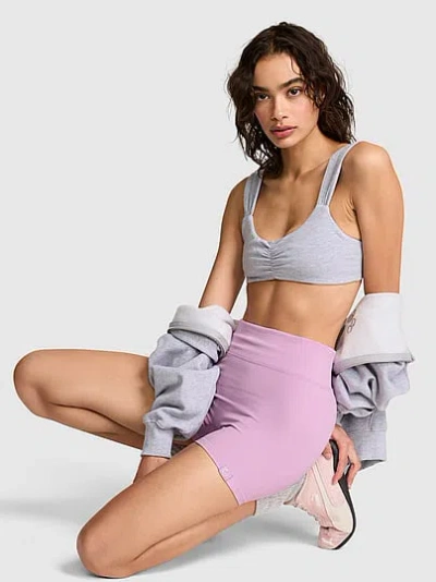 Pink Soft Seamless Bike Shorts In Gray