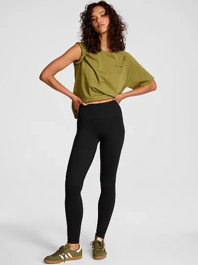 Pink Soft Seamless Foldover Leggings In Green
