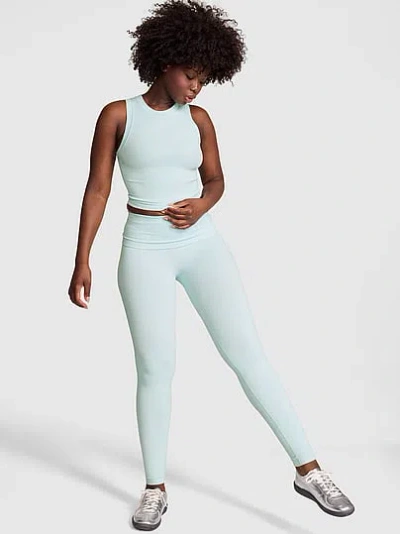 Pink Soft Seamless Foldover Leggings In Blue