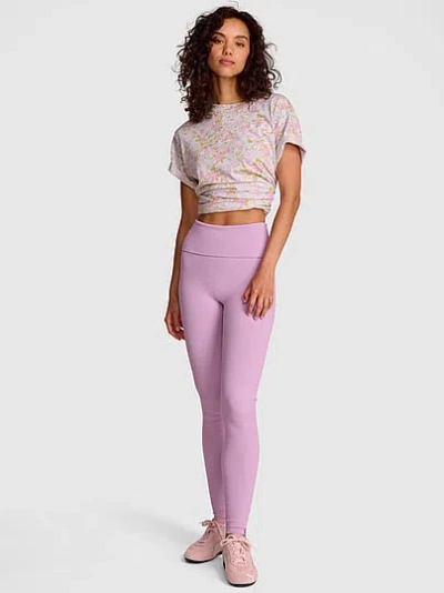 Pink Soft Seamless Foldover Leggings In Purple