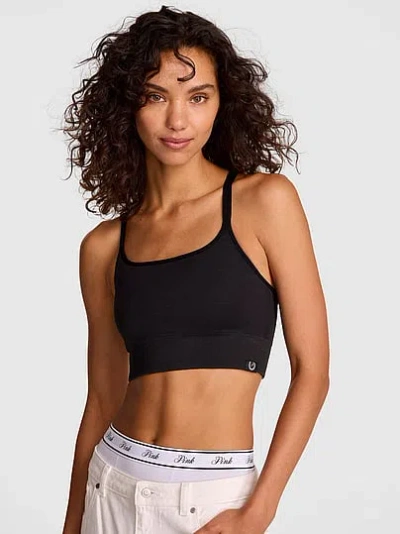 Pink Soft Seamless Strappy Sports Bra In Multi