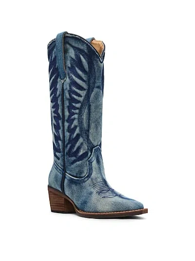 Pink Steve Madden Albany Denim Boot In Blue