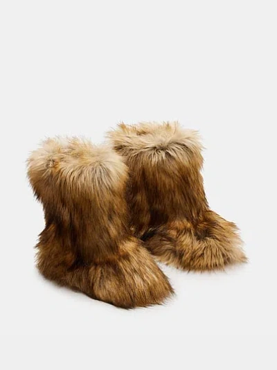 Pink Steve Madden Beastie Faux-fur Bootie In Sand