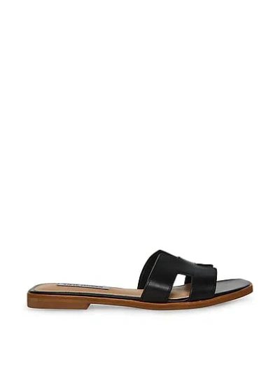 Pink Steve Madden Hadyn Black Leather Sandals