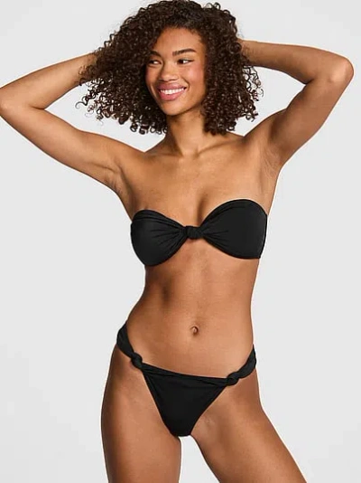 Pink Strapless Knot Bikini Top In Black