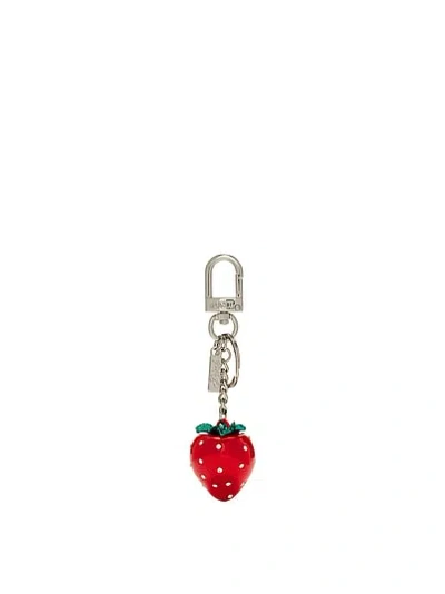 Pink Strawberry Keychain Charm In Red