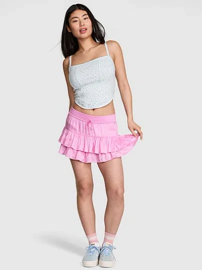 Pink Summer Fling Satin Ruffle Skirt In