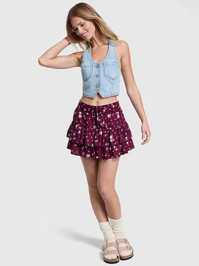 Pink Summer Fling Satin Ruffle Skirt In