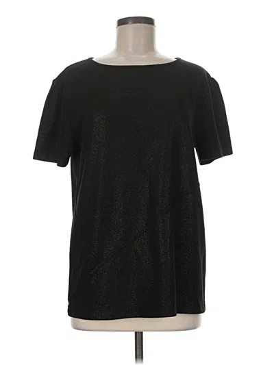 Pre-owned Pink Tartan Short Sleeve Top Black Metallic Pattern Crew Neck Tops