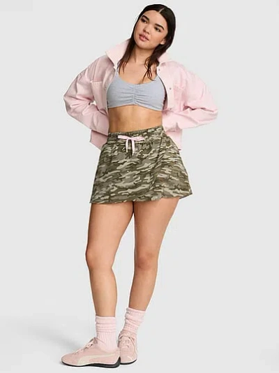 Pink Tech Woven Asymmetrical Skort In Black