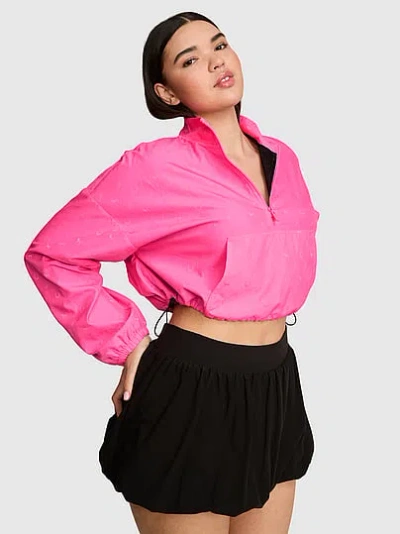 Pink Tech Woven Half-zip Pullover In Blue