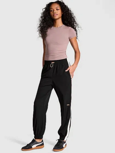 Pink Tech Woven Jogger Pants In Black