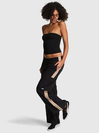 Pink Tech Woven Wide-leg Pants In Black