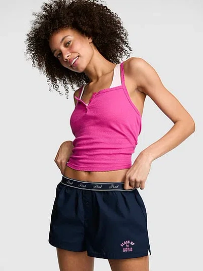 Pink Tencel™ Boxy Pajama Shorts In Blue