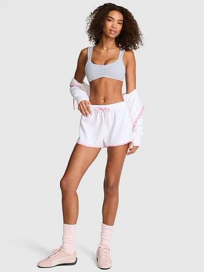 Pink Terry Cover-up Shorts In White