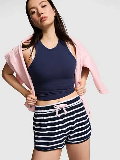 Pink Terry Cover-up Shorts In Animal Print