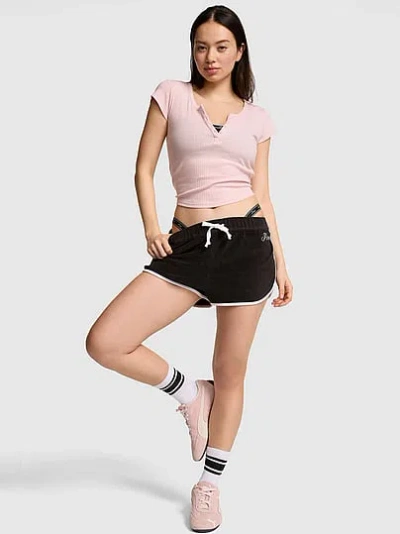 Pink Terry Cover-up Shorts In Black