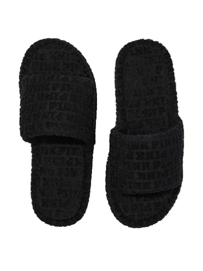 Pink Terry Slides In Black