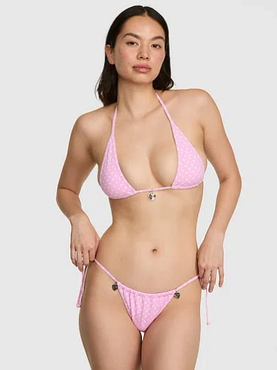 Pink Tiny Triangle Bikini Top In Animal Print
