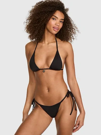 Pink Tiny Triangle Bikini Top In Black