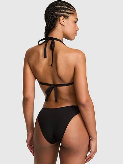 Pink Toggle High-leg Cheeky Bikini Bottom In Black
