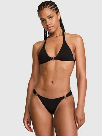 Pink Toggle Triangle Bikini Top In Black
