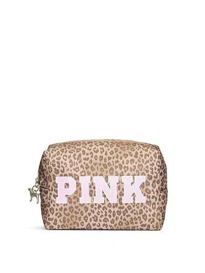 Pink Top-zip Makeup Bag In Print