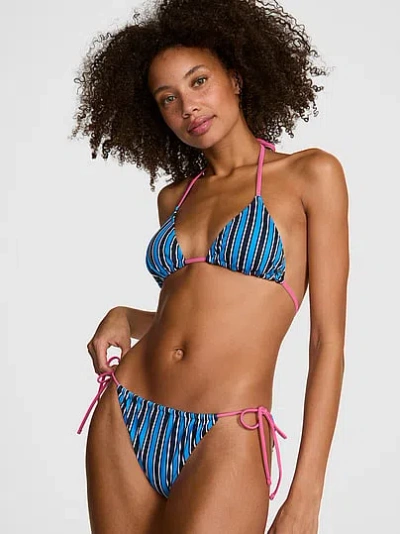 Pink Triangle String Bikini Top In Blue