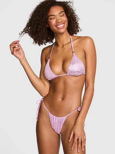 Pink Triangle String Bikini Top In Purple