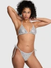 Pink Triangle String Bikini Top In Silver