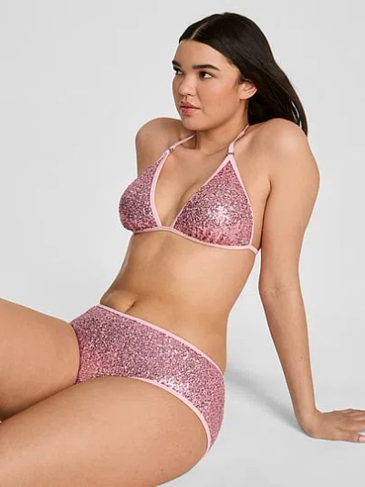 Pink Triangle String Bikini Top In