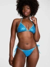 Pink Triangle String Bikini Top In Blue