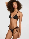 Pink Triangle String Bikini Top In Black
