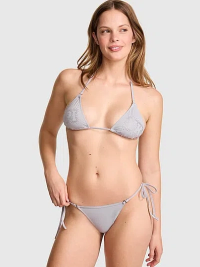 Pink Triangle String Bikini Top In Gray