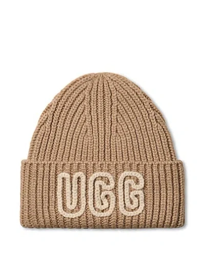 Pink Ugg® Chunky Crafted Rib Beanie In Sand
