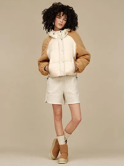 Pink Ugg® Mykah Uggbraid Puffer Jacket In Sand
