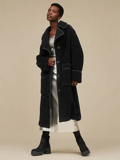 Pink Ugg® Sema Ugg Fluff Coat In Black
