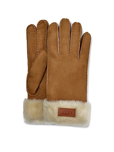 Pink Ugg® Turn Cuff Glove In Brown