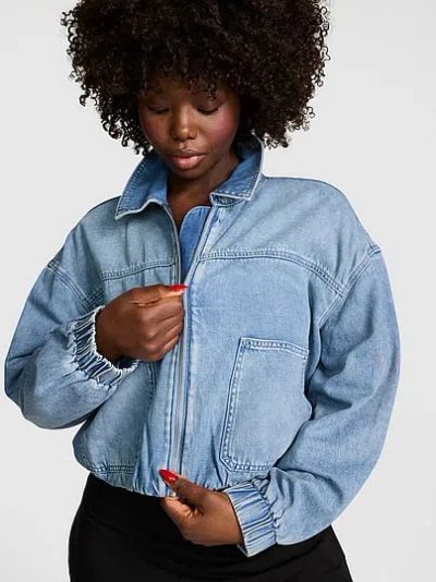 Pink Utility Bubble-hem Jacket In Blue