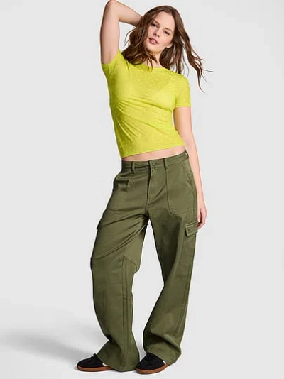 Pink Utility Cargo Pants In Green