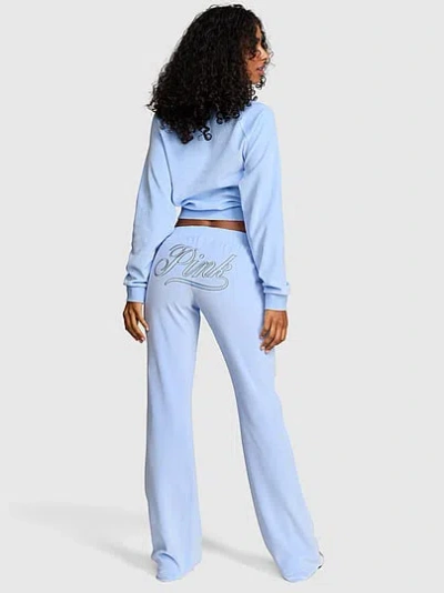 Pink Vintage Velour Flare Pants In Blue